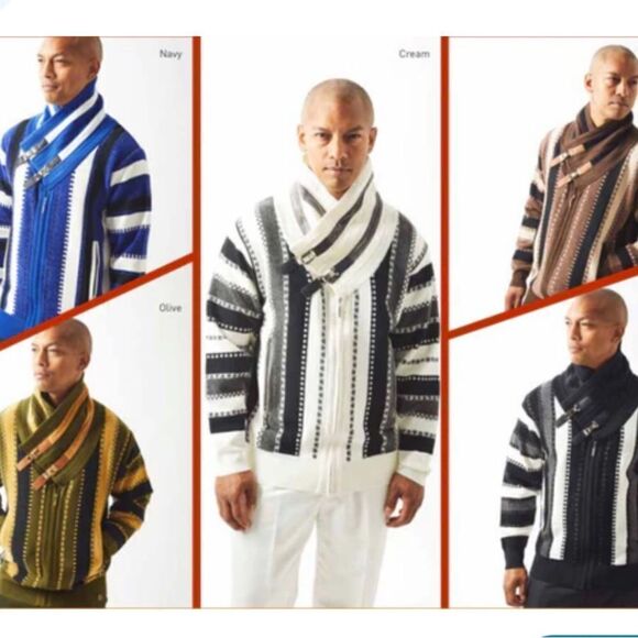 Silversilk Italian Connection Black Geometric Buckle Fur Knit Pullover  NEW - Picture 2 of 16